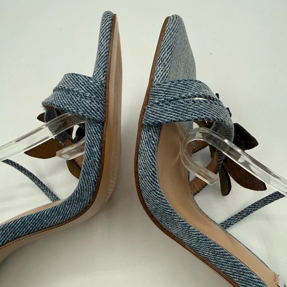 Steve Madden Uma/Uma Denim Butterfly Rhinestone Stiletto Heels Embellished Ankle - Picture 12 of 17